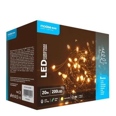 Karácsonyi LED Fűzér adapt.200led/20m   Modee Warm white