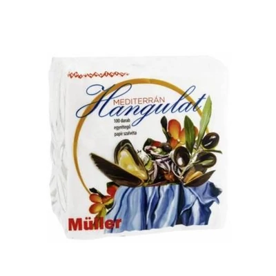 Szalvéta Müller Mediterrán 100/cs 40#1rt.30x30cm fehér